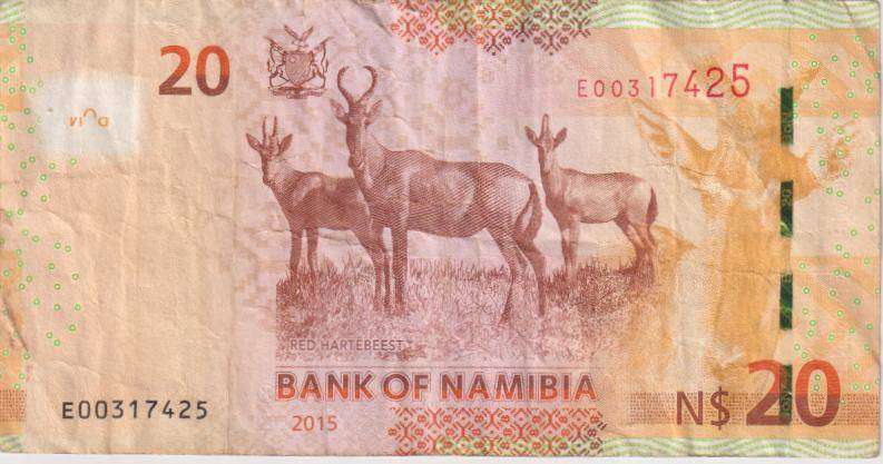 NAMIBIA 20 DOLLARS 2015  P17  VF