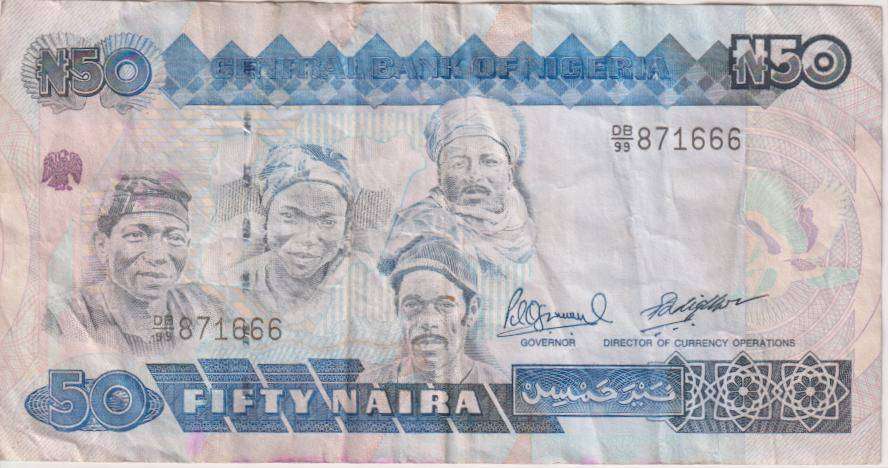 NIGERIA 50 NAIRA 1991-2000 P27c - VF