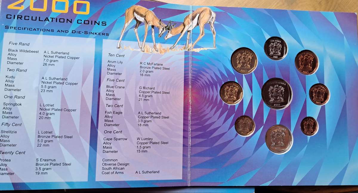 REPUBLIC OF SOUTH AFRICA - 2000 Circulation set of Uncirculated coins