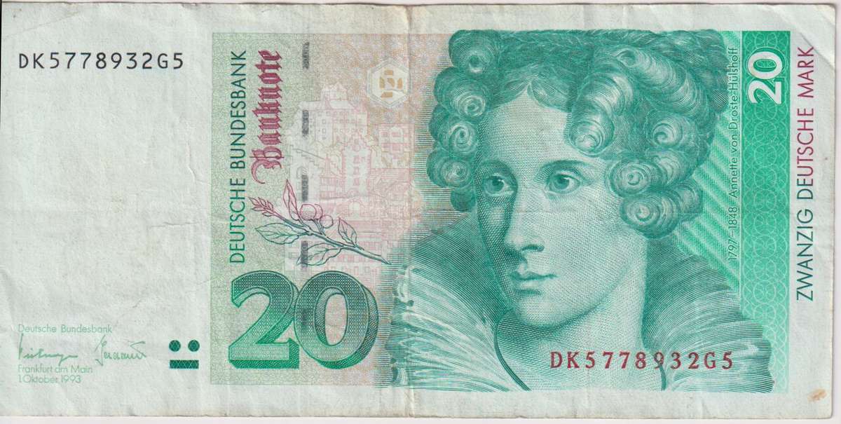GERMANY 20 MARK 1993 P39b  F
