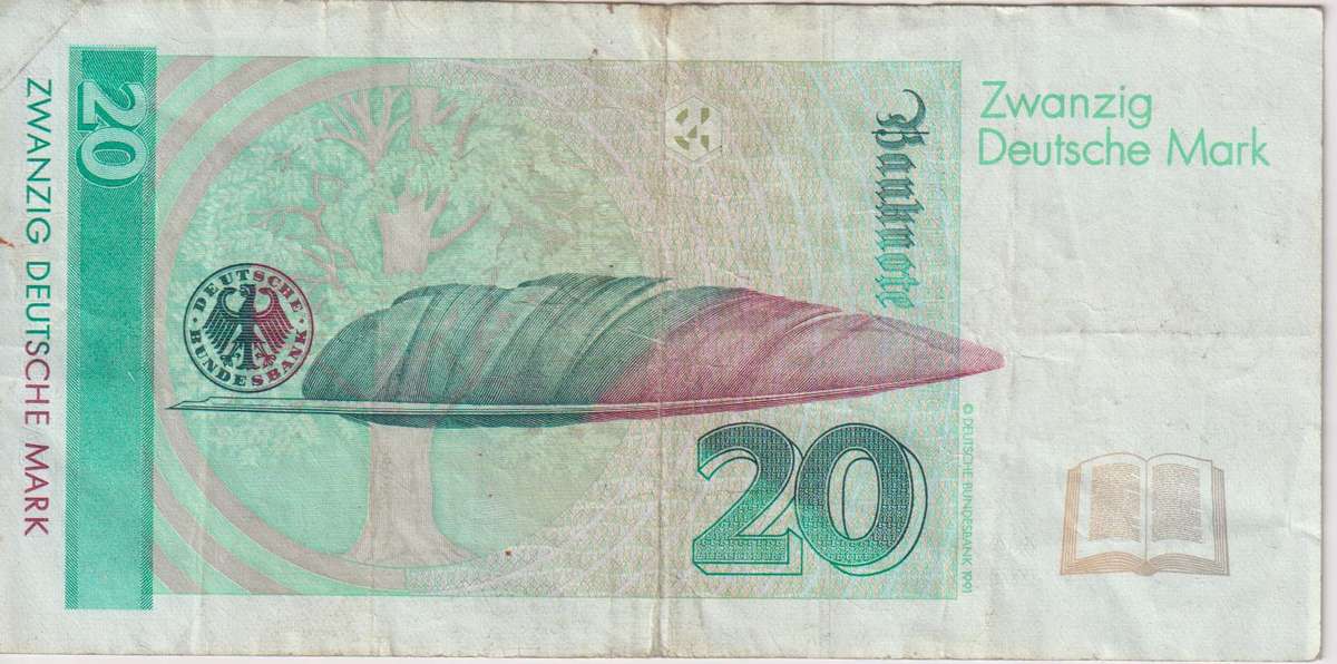 GERMANY 20 MARK 1993 P39b  F