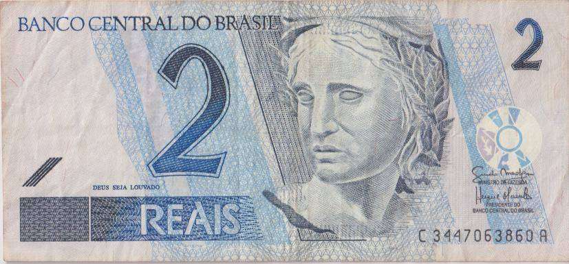 BRAZIL 2 REAIS 2008 P249e  VF
