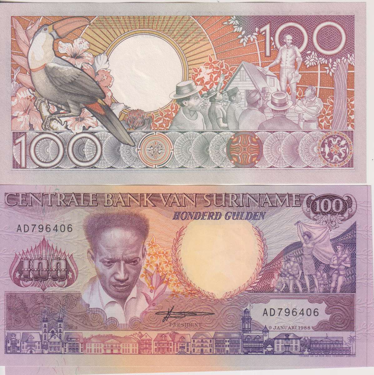 Suriname 100 Gulden 1988, P-133b UNC