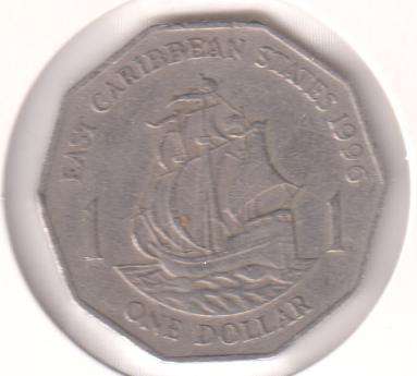 EAST CARIBBEAN STATES ONE DOLLAR 1996 IN COIN FLIP
