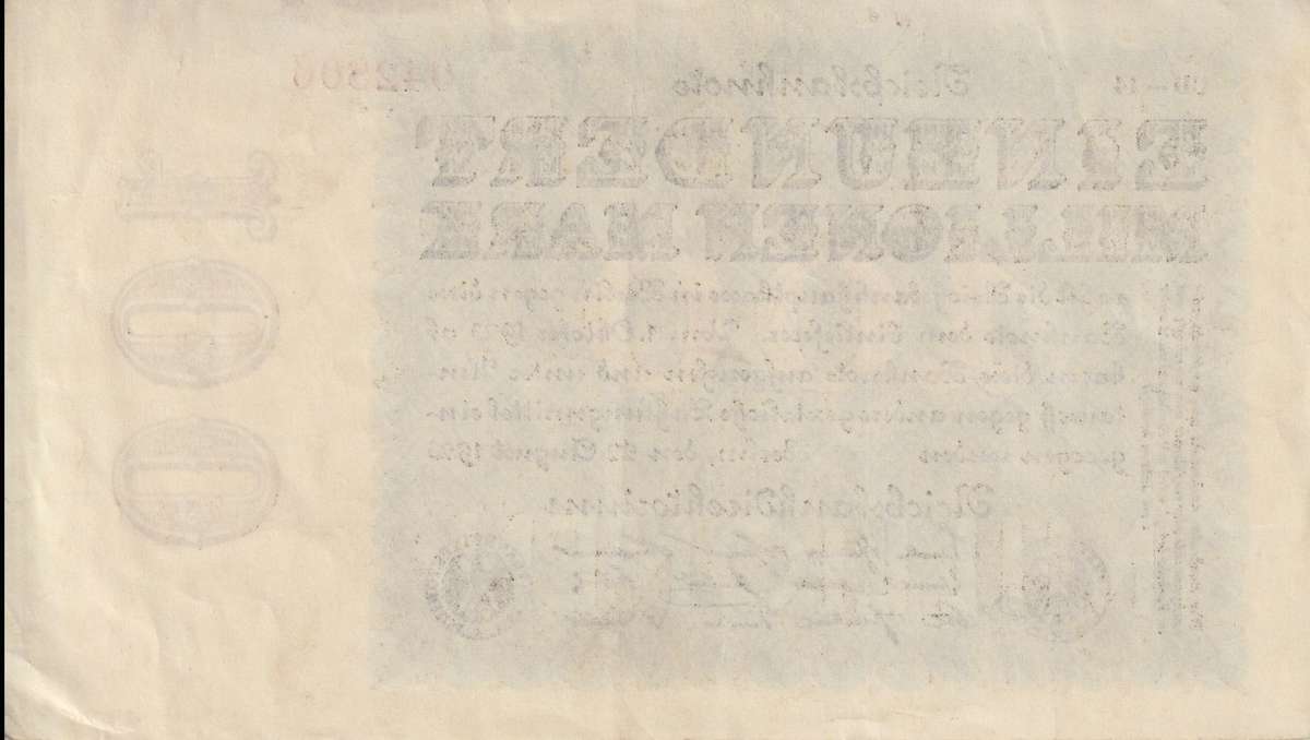 Germany 100 MILLION Mark 1923, P107 XF