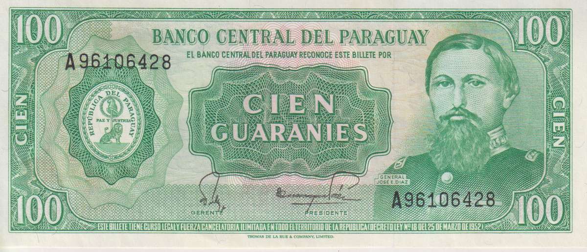 PARAGUAY 100 GUARANIS 1963  P198 A-UNC