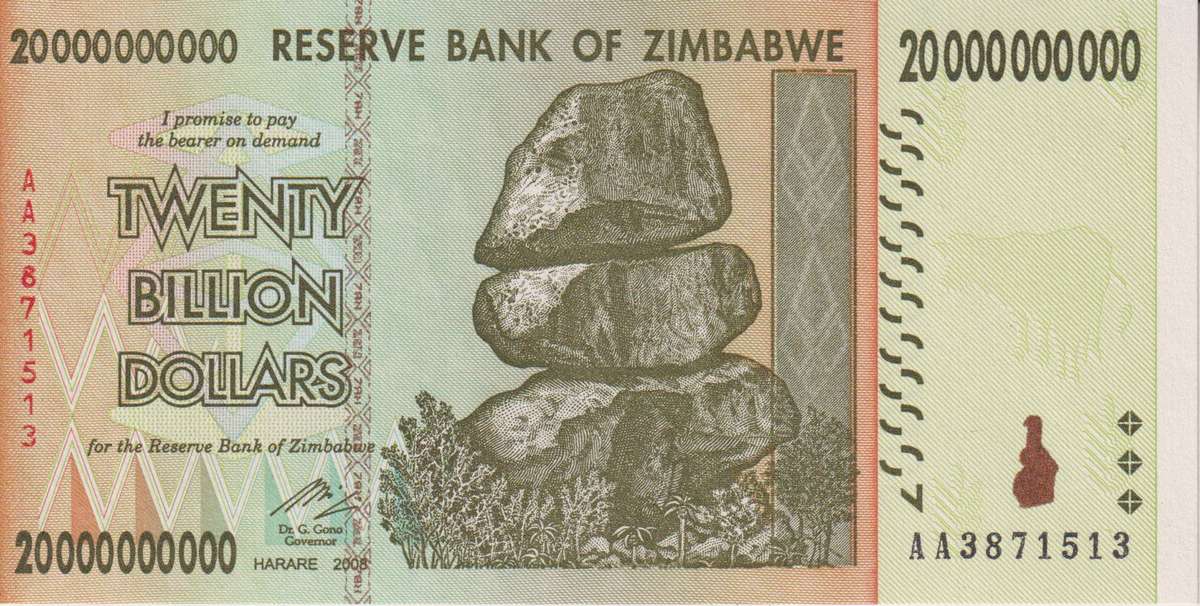 ZIMBABWE 20 BILLION DOLLARS  2008 P87  UNC
