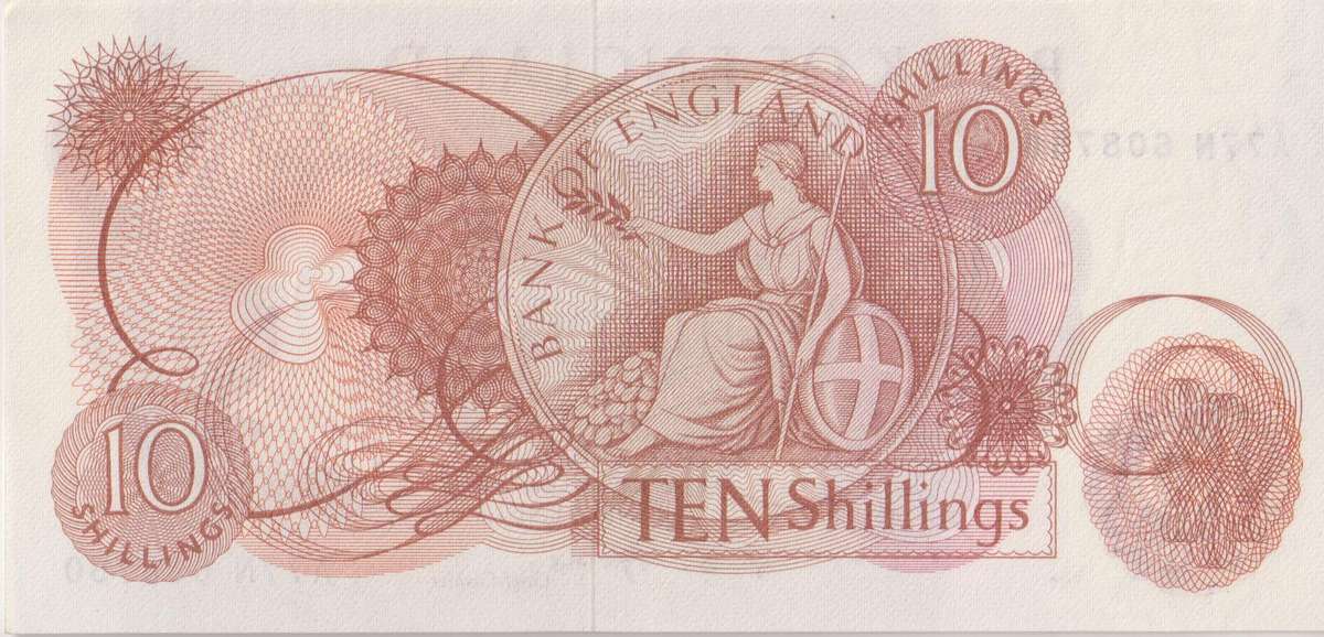 Bank of England Great Britain 10 SHILLINGS 1966-1970  'Fforde` P373c  UNC