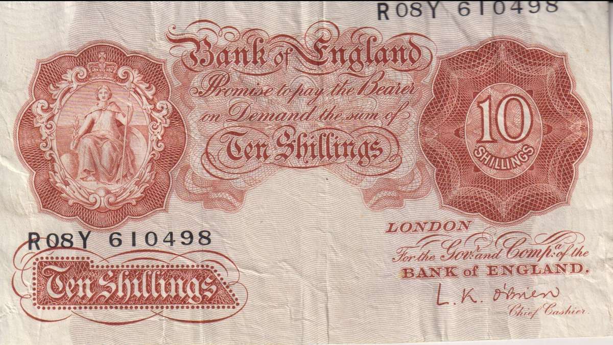 Bank of England Great Britain 10 SHILLINGS 1955-1960  'O'Brien` P368c  VF