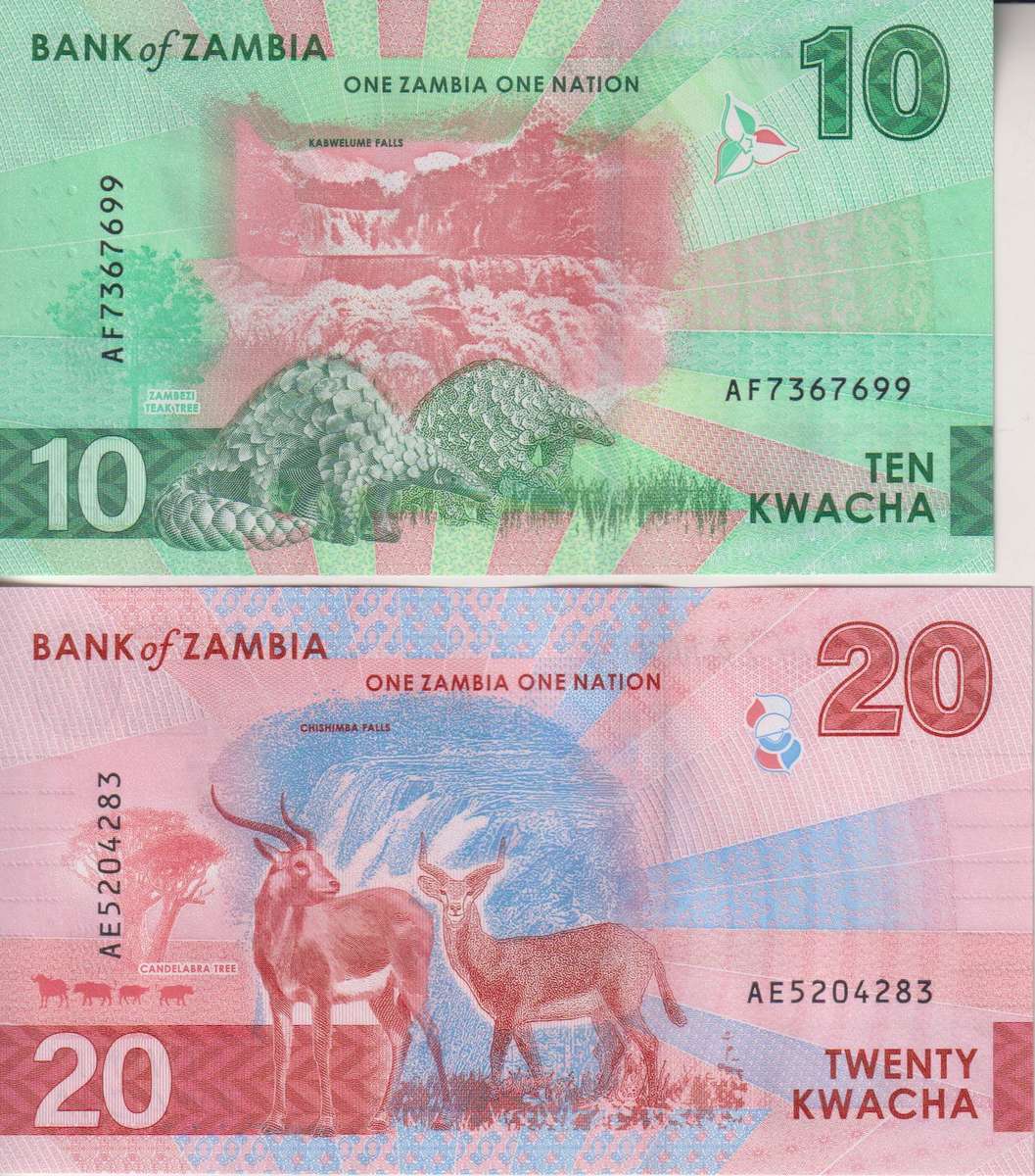 Zambia 10, 20 Kwacha  2024, P62, P63, UNC