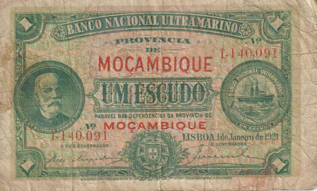 Portuguese Mozambique 1 Escudo 1921 P66  F