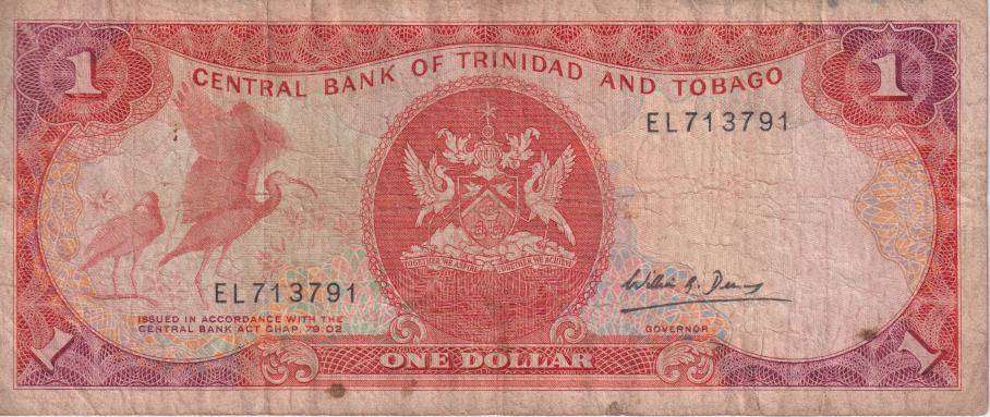 Trinidad and Tobago 1 Dollar Banknote, 1985, P-36 F