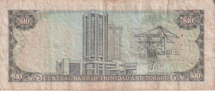 Trinidad and Tobago 10 Dollar Banknote, 1985, P38  F