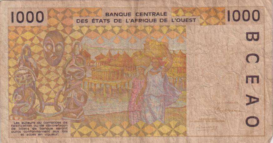 WEST AFRICAN STATES - IVORY COAST  1000 Francs 1992  P11  F