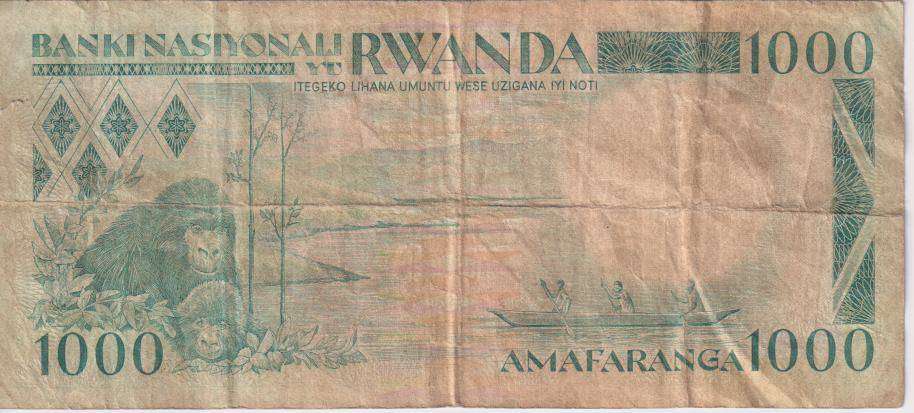 RWANDA 5000 FRANCS 1988 P21  F