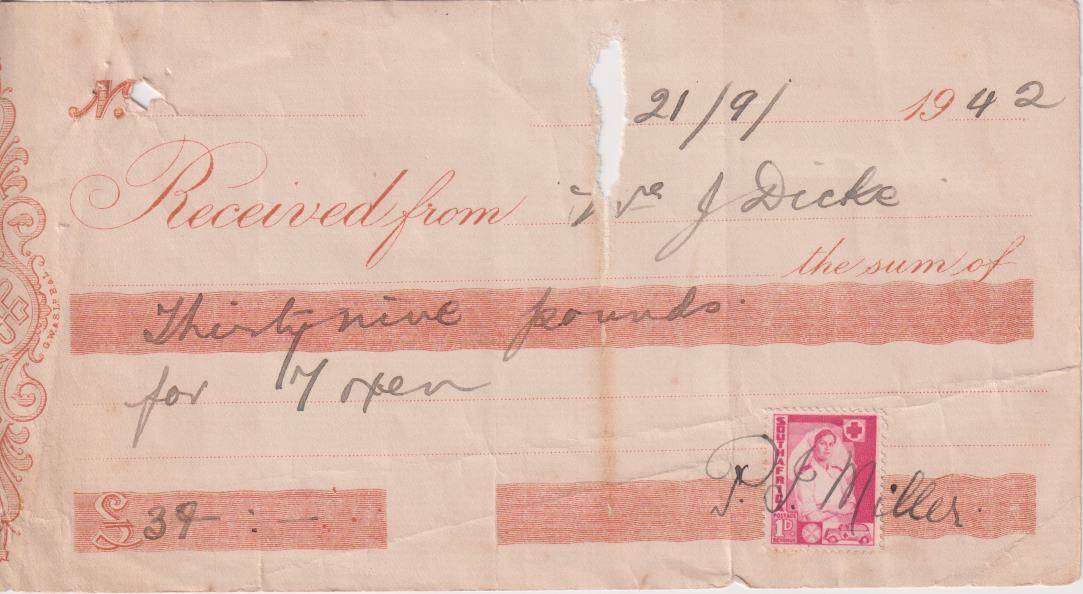 WARTIME - SOUTH AFRICA CHEQUE 1942