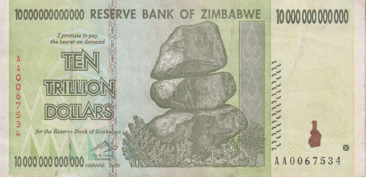 ZIMBABWE TRILLION SERIES - 10 TRILLION 2008 AA - XF