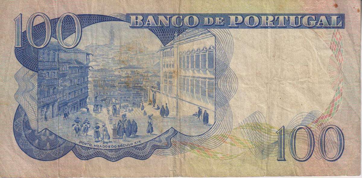 PORTUGAL 100 ESCUDOS 1965 P-169  VF