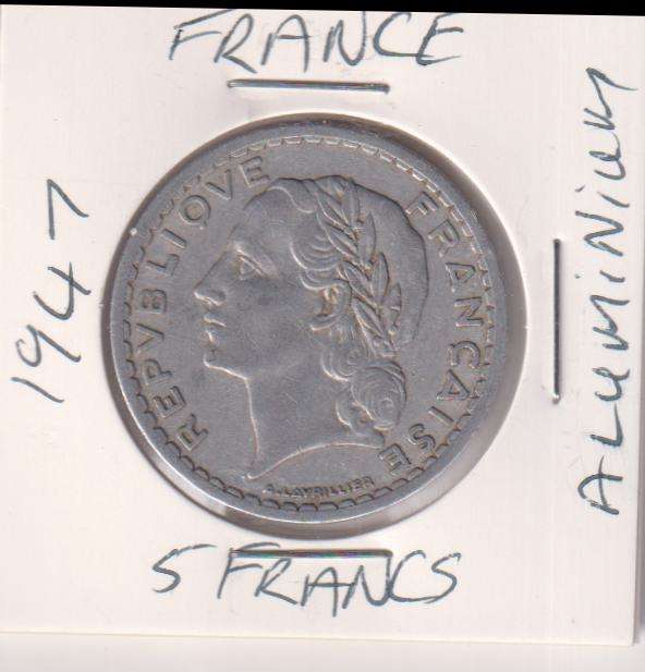 FRANCE 5 FRANCS 1947 IN COIN FLIP - ALUMINIUM