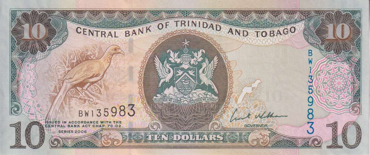 Trinidad and Tobago 10 Dollar Banknote, 2006, P-48 UNC