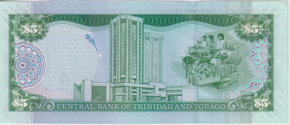 Trinidad and Tobago 5 Dollar Banknote, 2006, P-47 UNC