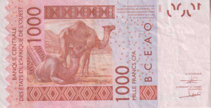 West African Republic SENEKAL 1000 Francs, 2003 P15K VF