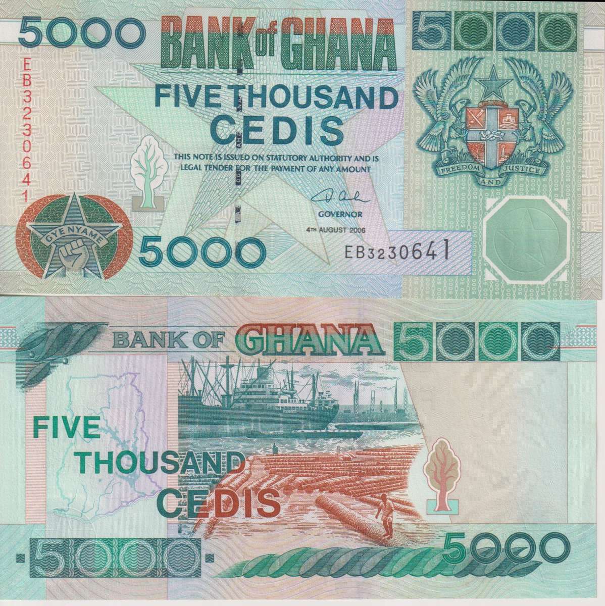 Ghana 5000 Cedis 2006 P34 UNC