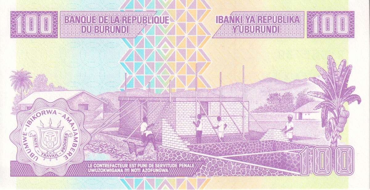 Burundi 100 Francs  2011 P44 UNC