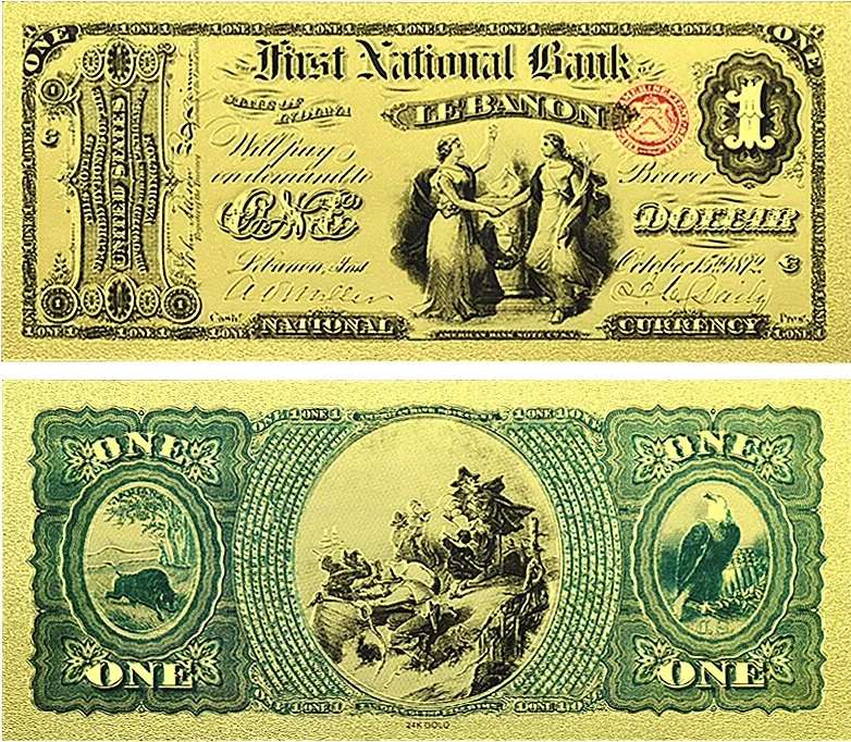 USA DOLLAR GOLD FOIL BANKNOTE 1 DOLLAR - BEAUTIFUL GIFT