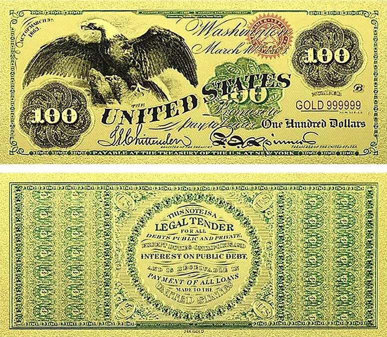 USA DOLLAR GOLD FOIL BANKNOTE 100 DOLLAR - BEAUTIFUL GIFT