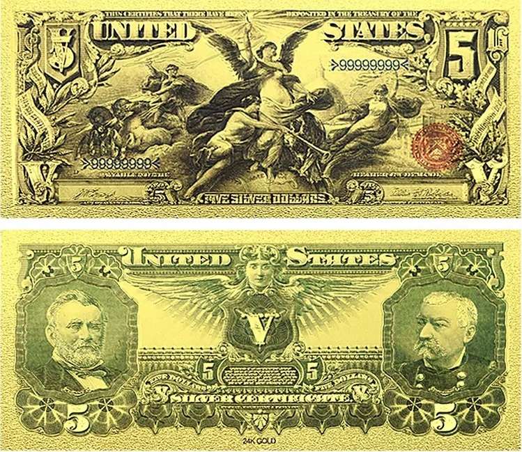 USA DOLLAR GOLD FOIL BANKNOTE 5 DOLLAR - BEAUTIFUL GIFT