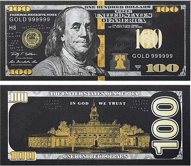 USA DOLLAR GOLD FOIL BANKNOTE 100 DOLLAR - BEAUTIFUL GIFT