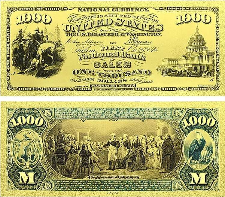 USA DOLLAR GOLD FOIL BANKNOTE 1000 DOLLAR - BEAUTIFUL GIFT