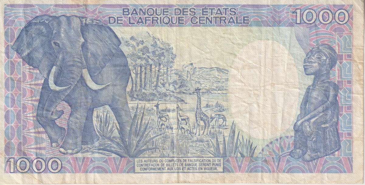 CAMEROON 1000 FRANCS 1988 P26a VF