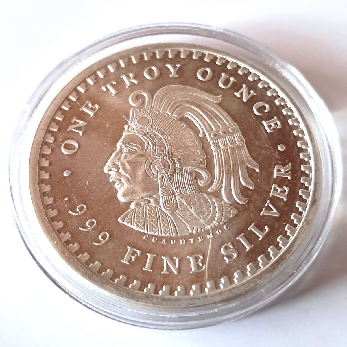 1 OZ  SILVER COIN - 1 oz AZTEC CALENDER COIN  (IN CAPSULE)