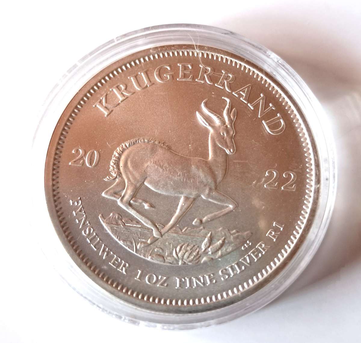 1 OZ  SILVER COIN - 1 oz South African Silver Krugerrand 2022  (IN CAPSULE)