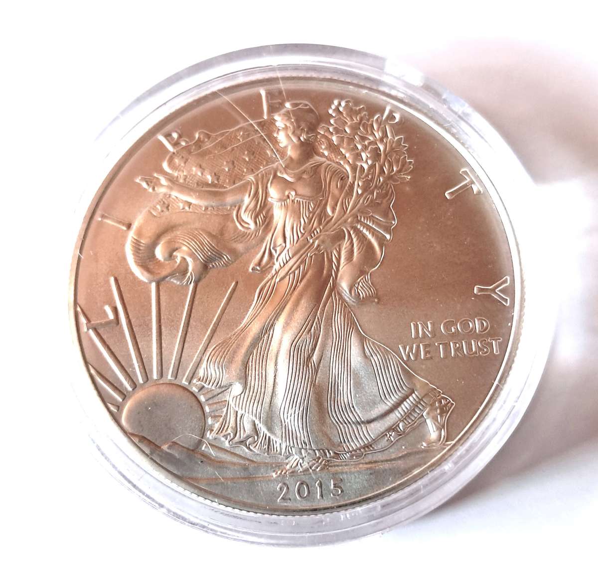 1 OZ  SILVER COIN - 1 oz American Silver Eagle Type 1  (IN CAPSULE)