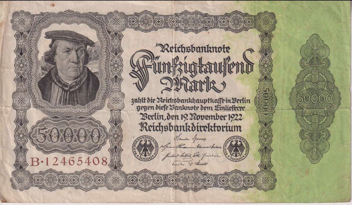 GERMANY 50,000 MARK REICHSBANKNOTE 1922 P79 VF (USED)