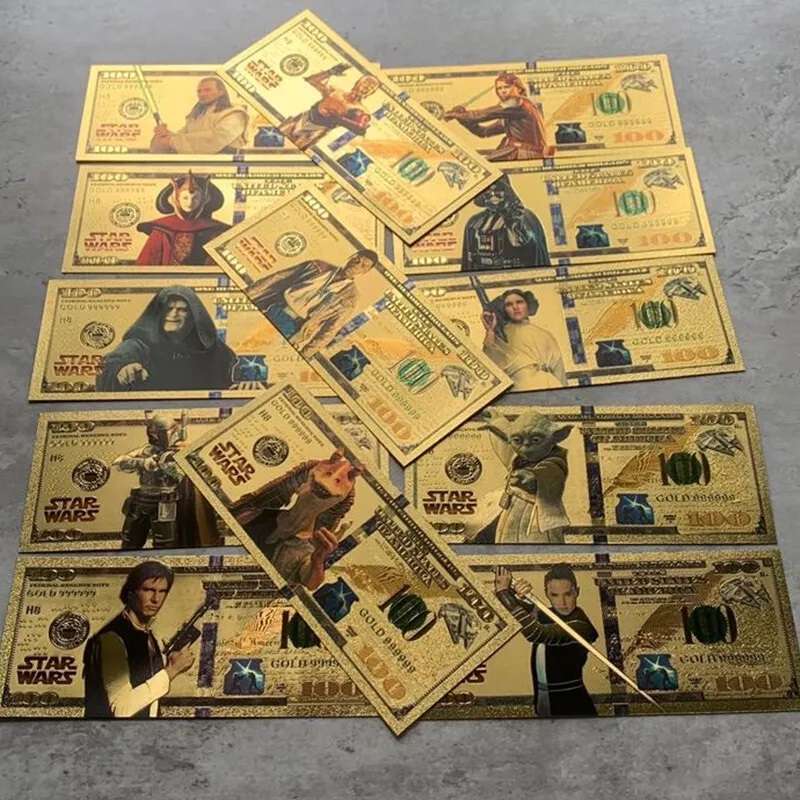FOR STAR WARS FANS - STAR WARS GOLD PLATED NOVELTY BANKNOTE Set of 13 - BEAUTIFUL GIFT