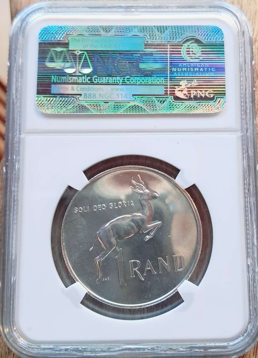 REPUBLIC OF SOUTH AFRICA - Silver R1 Afrikaans 1967 Verwoerd - PF 63 NGC