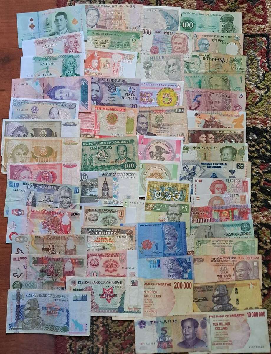 MIX OF 55 Different WORLDWIDE BANKNOTES  Used and New (CONDITION VARIES)