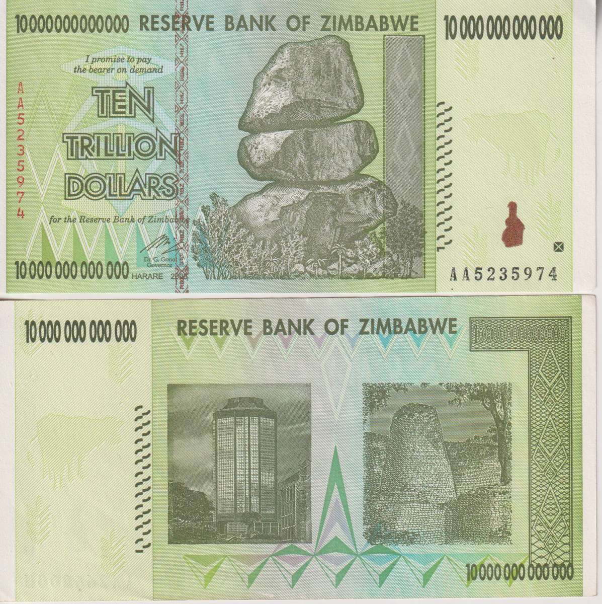ZIMBABWE TRILLION SERIES - 10 TRILLION 2008 AA - A-UNC