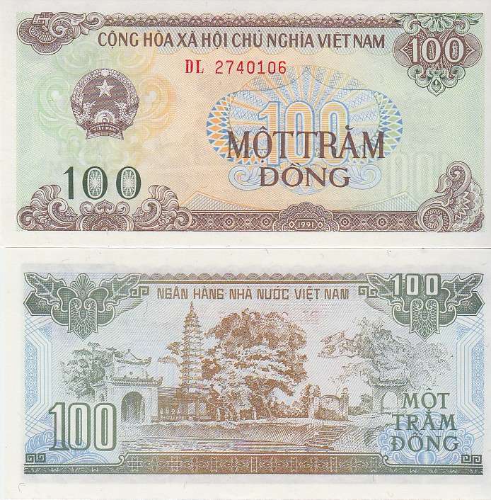 VIETNAM 100 DONG 1991 P105 UNC