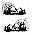 Compass and mountain scene side panel sticker set for bakkies