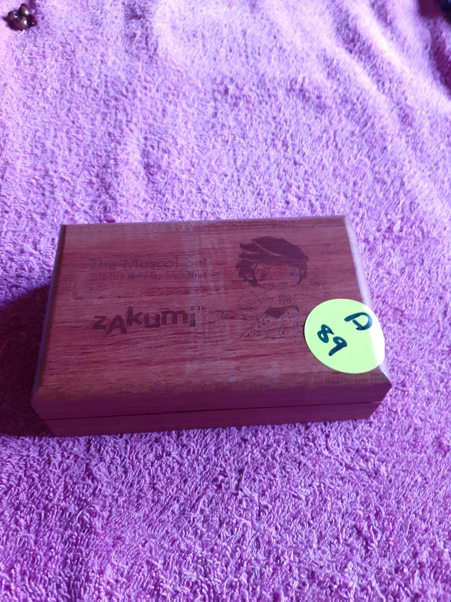 Empty Wooden Coin Holder Box. The Mascot Set - Zakumi Fifa World Cup
