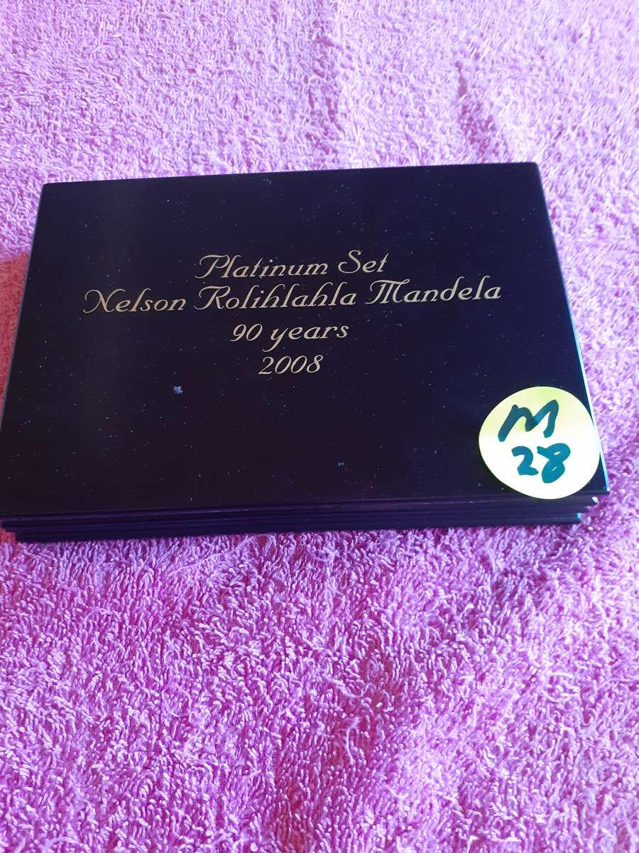 Empty Wooden Coin Holder Box. Platinum Set - Nelson Rolihlahla Mandela 90 Years