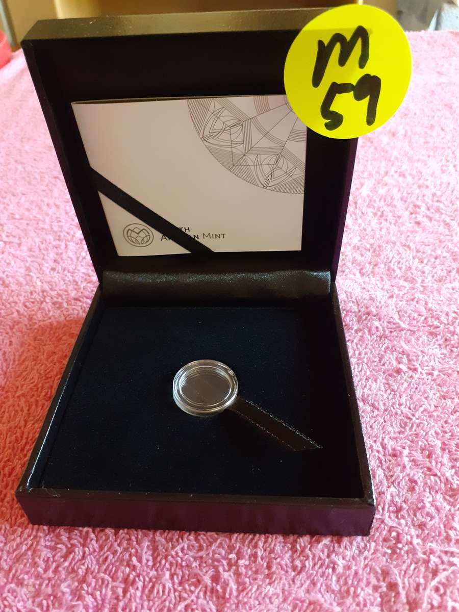 Empty Black Plastic Coin Holder Box. SA Mint Gold Protea