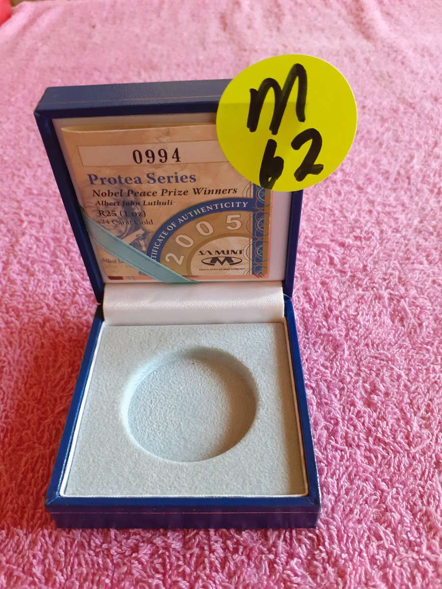 Empty Blue Coin Holder Box. SA Mint - Protea Series - Nobel Peace Prize Winners 2005