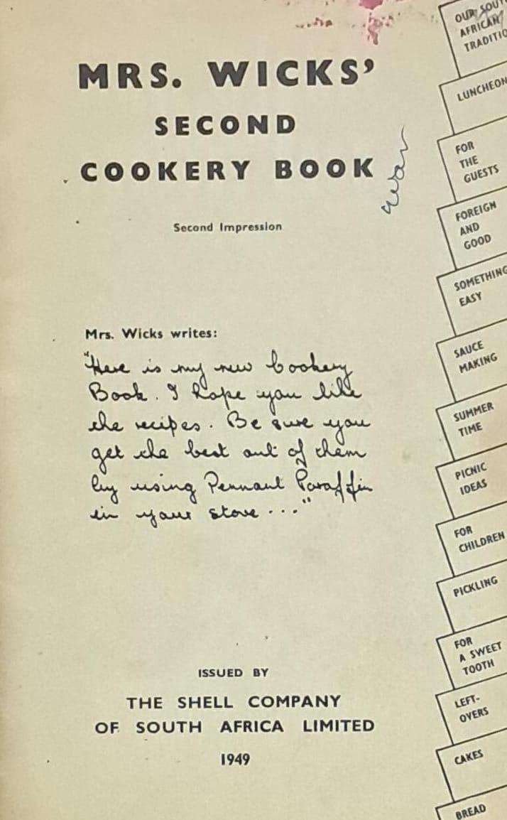 Mrs. Wicks second cookery book