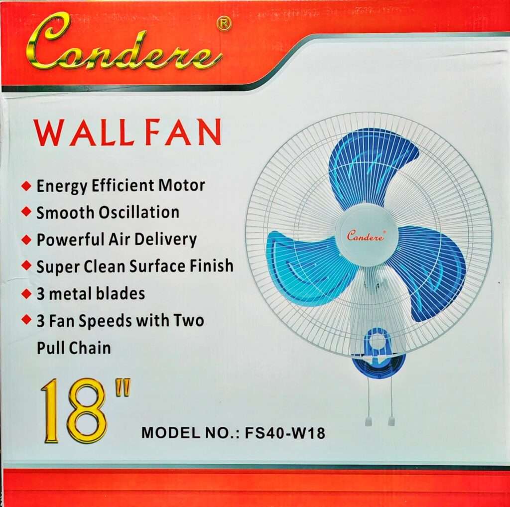 Condere FS40-W16 A+ 1200 mm 3 Blade Wall Fan White, 1 Piece